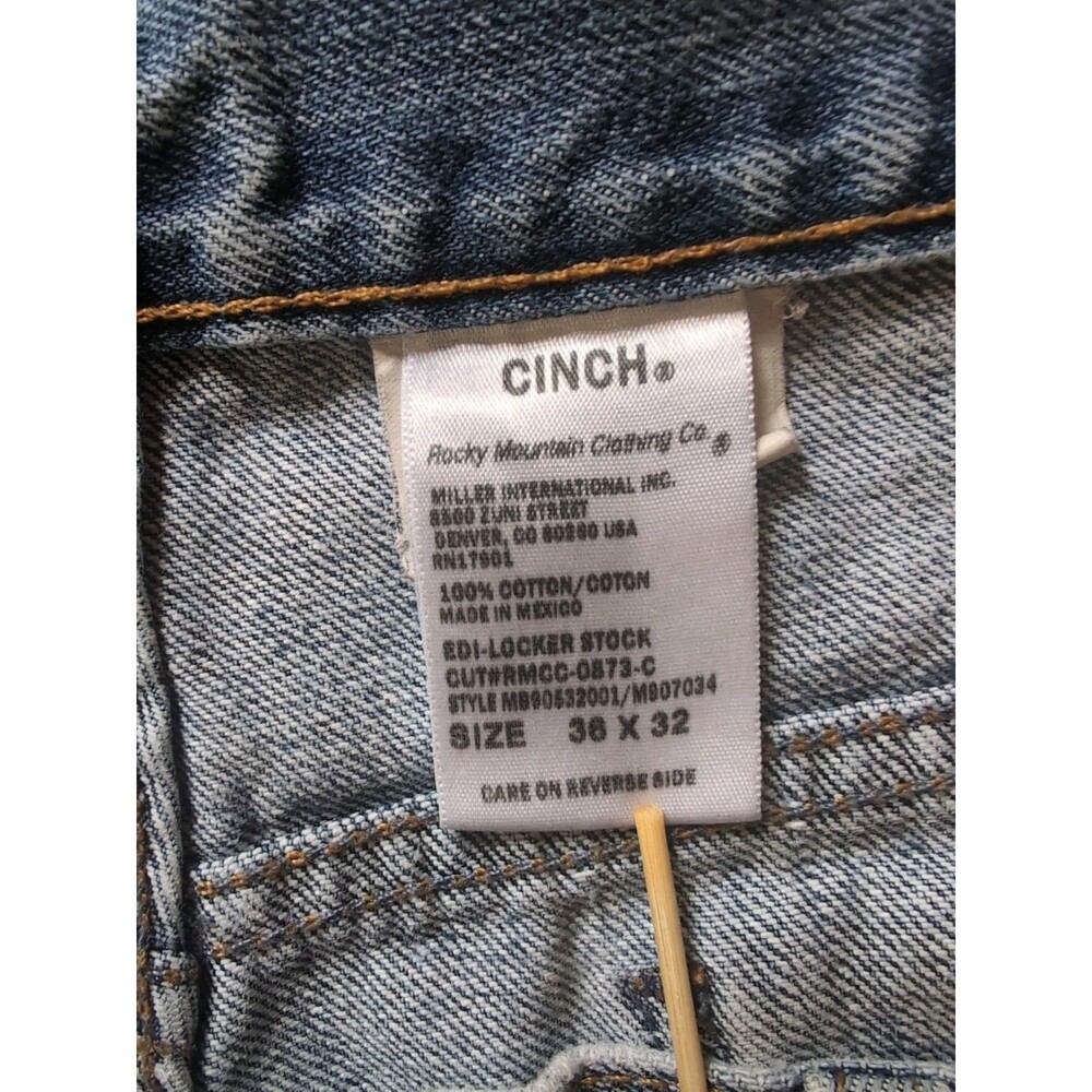 CINCH Men's BRONZE LABEL Regular Fit Medium Stone Wash Jeans 36x32 M90632001 YKK - Picture 10 of 14